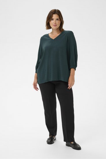 Kaffe Curve Pippi Blouse 3/4 Sleeve Magical Forest Green - Bluser & tunikaer - 