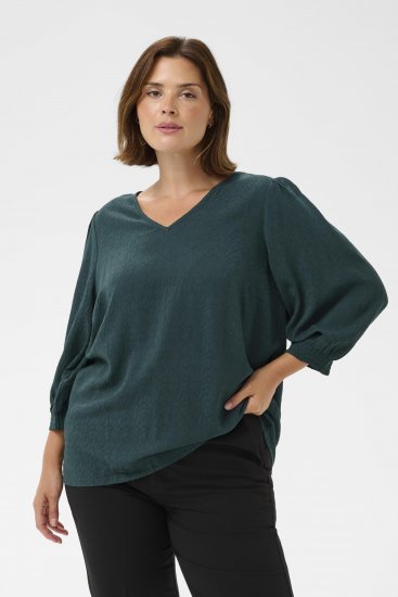 Kaffe Curve Pippi Blouse 3/4 Sleeve Magical Forest Green - Bluser & tunikaer - 