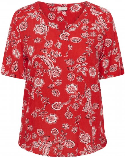 Kaffe Curve Ami Short Sleeve Blouse Printed Poppy Red - Bluser & tunikaer - 