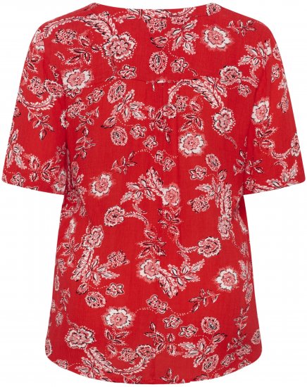 Kaffe Curve Ami Short Sleeve Blouse Printed Poppy Red - Bluser & tunikaer - 