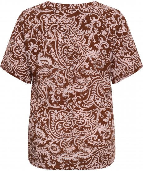 Kaffe Curve Ami Short Sleeve Blouse Printed Henna Brown - Bluser & tunikaer - 