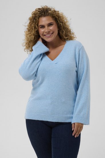 Kaffe Curve Jilanda V-Neck Pullover Blue - Gensere & strikk - 