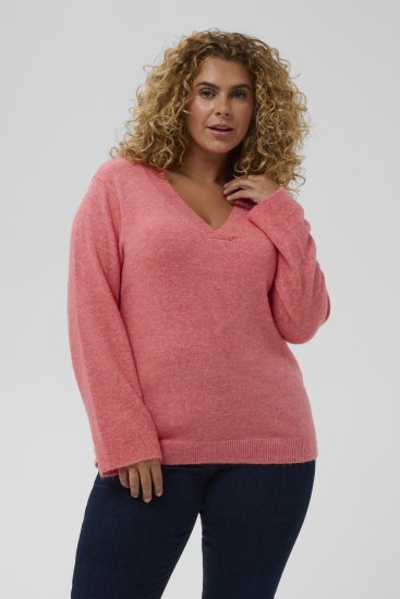 Kaffe Curve Jilanda V-Neck Pullover Red - Gensere & strikk - 