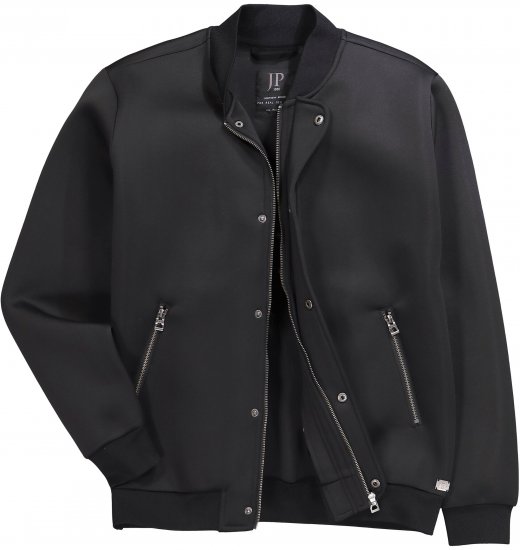 JP1880 College Jacket Scuba Fabric with Zipper Black - Jakker - Store jakker - 2XL-12XL