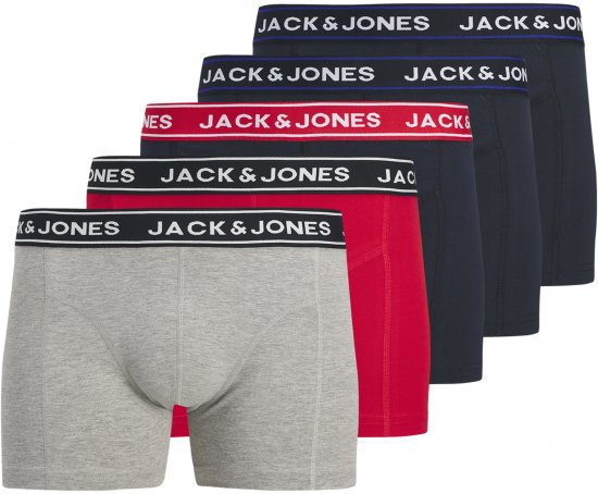 Jack & Jones Hector Solid Trunks 5-Pack Grey - Boxershorts - Boksershorts for menn i store størrelser