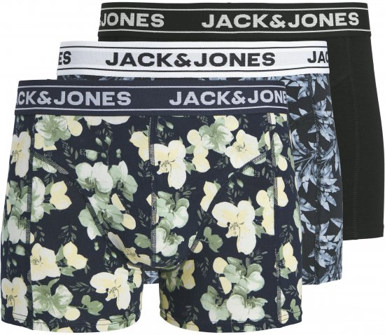 Jack & Jones Acray Flower Boxers 3-Pack Black/Navy - Undertøy & badetøy - Undertøy store størrelser 