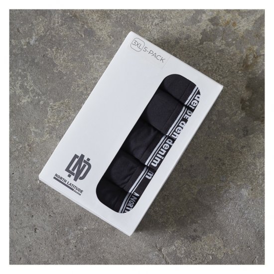North Latitude 5-Pack Boxershorts Black - Boxershorts - Boksershorts for menn i store størrelser
