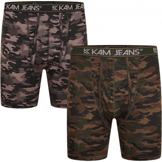 Kam Jeans 813 Camo Print Boxers Charcoal Khaki - Boxershorts - Boksershorts for menn i store størrelser