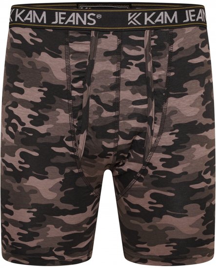 Kam Jeans 813 Camo Print Boxers Charcoal Khaki - Boxershorts - Boksershorts for menn i store størrelser