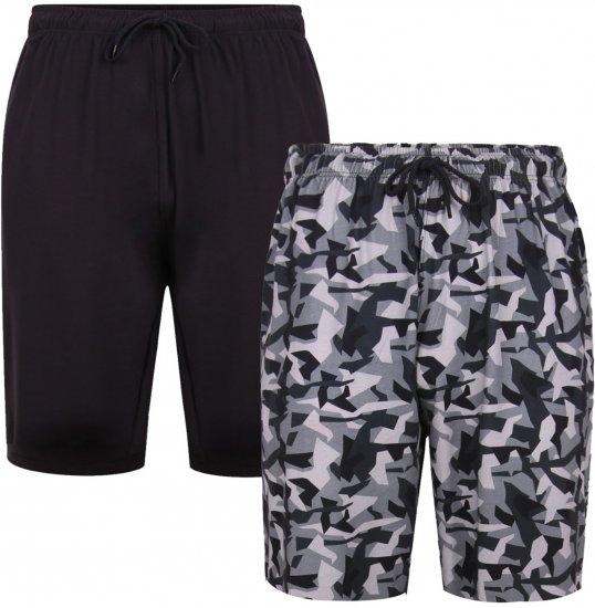 Kam Jeans Twin Pack Shorts Camo/Plain Black - Sweatbukser og-shorts - Sweatbukser og Sweatshorts 2XL-12XL