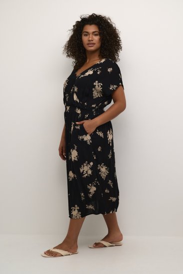 Kaffe Curve Jenna Kjole Svart / Brunblomstret Mønster - Kjoler - 
