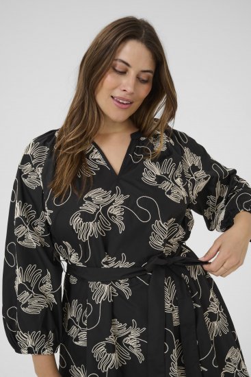 Kaffe Curve Kimmie Dress Black Chalk Embroidery - Midikjoler - 