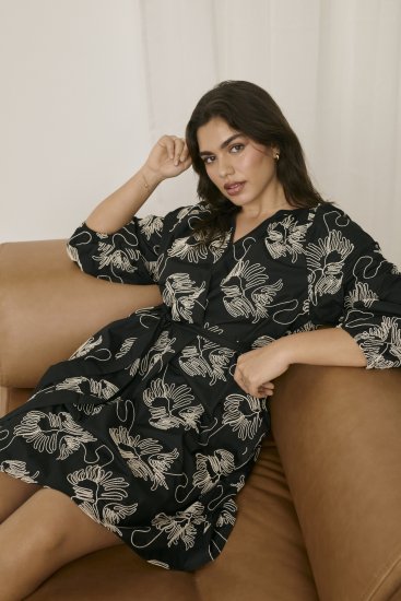 Kaffe Curve Kimmie Dress Black Chalk Embroidery - Midikjoler - 