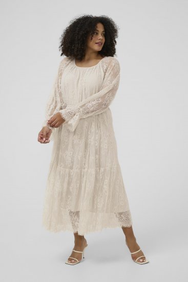 Kaffe Curve Amalie Lace Dress Moonbeam - Midikjoler - 