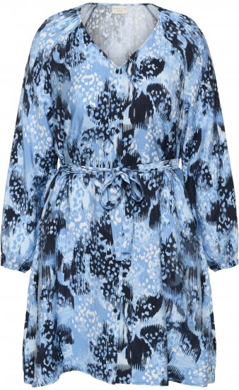 Kaffe Curve Aliana Dress Blue Flower Animal - Midikjoler - 