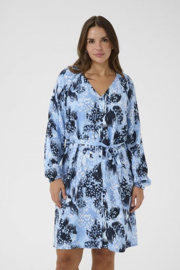 Kaffe Curve Aliana Dress Blue Flower Animal - Midikjoler - 