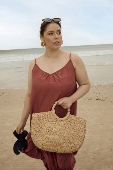 Kaffe Curve Emilia Dress Henna Brown - Maxikjoler - 