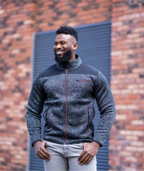 Kam jeans KV133 Twisted Marl Fleece Jacket Black - Jakker - Store jakker - 2XL-12XL