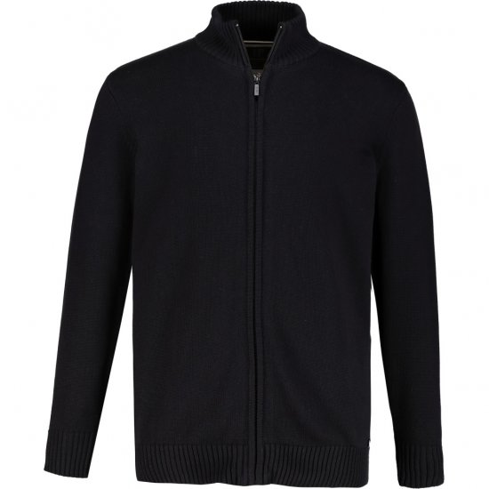 JP1880 Cardigan Knitted with Zipper Black TALL - HERREKLÆR MT-6XLT - Klær for høye menn