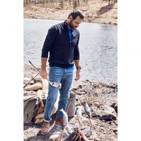 JP1880 Cardigan Knitted with Zipper Navy TALL - HERREKLÆR MT-6XLT - Klær for høye menn