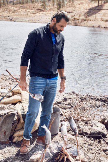 JP1880 Cardigan Knitted with Zipper Navy - Gensere og Hettegensere - Store hettegensere - 2XL-14XL