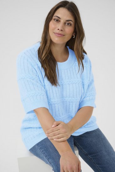 Kaffe Curve Minia Pullover Powder Blue Melange - Strikkegensere - 