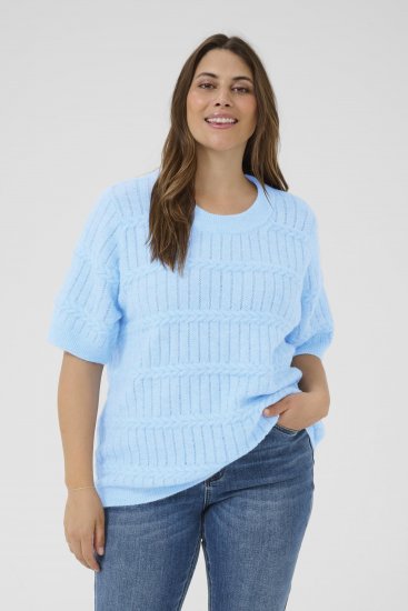 Kaffe Curve Minia Pullover Powder Blue Melange - Strikkegensere - 