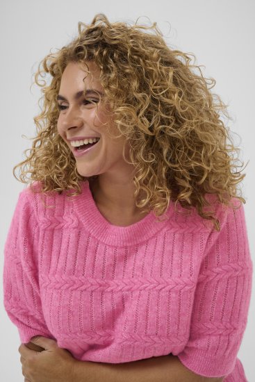 Kaffe Curve Minia Pullover Pink Power Melange - Strikkegensere - 