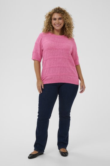 Kaffe Curve Minia Pullover Pink Power Melange - Strikkegensere - 