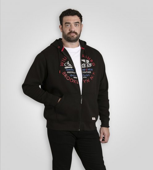 Duke Southampton Brooklyn Chest Print Full Zip Hoodie Black - Gensere og hettegensere - Store hettegensere - 2XL-14XL