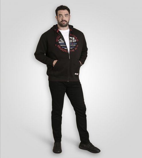 Duke Southampton Brooklyn Chest Print Full Zip Hoodie Black - Gensere og hettegensere - Store hettegensere - 2XL-14XL