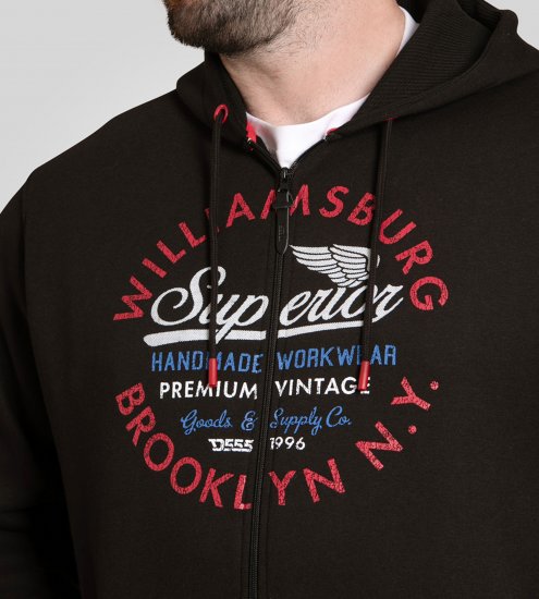 Duke Southampton Brooklyn Chest Print Full Zip Hoodie Black - Gensere og hettegensere - Store hettegensere - 2XL-14XL