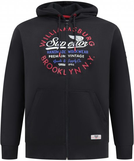 Duke Southampton Brooklyn Chest Print Full Zip Hoodie Black - Gensere og hettegensere - Store hettegensere - 2XL-14XL