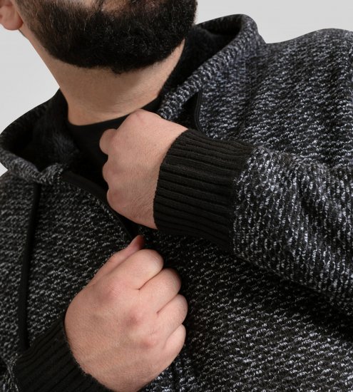 Duke Fareham Bonded Sherpa Lining Knitted Hoodie Grey - Gensere og hettegensere - Store hettegensere - 2XL-14XL