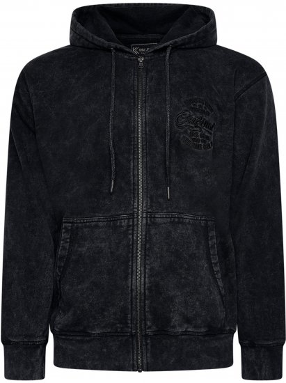 Kam Jeans 7082 Garment DYE with Zipper Hoodie Black - Gensere og hettegensere - Store hettegensere - 2XL-14XL