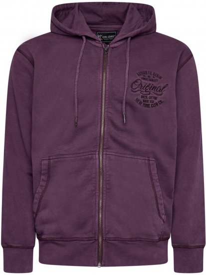 Kam Jeans 7082 Garment DYE with Zipper Hoodie Purple - Gensere og hettegensere - Store hettegensere - 2XL-14XL