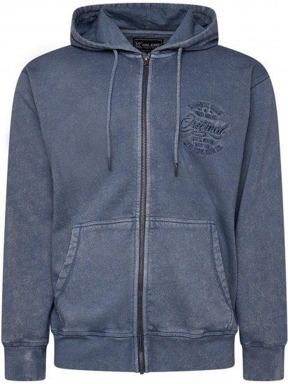 Kam Jeans 7082 Garment DYE with Zipper Hoodie Vintage Indigo - Gensere og hettegensere - Store hettegensere - 2XL-14XL