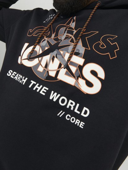 Jack & Jones Hunt Hoodie Black - Gensere og hettegensere - Store hettegensere - 2XL-14XL