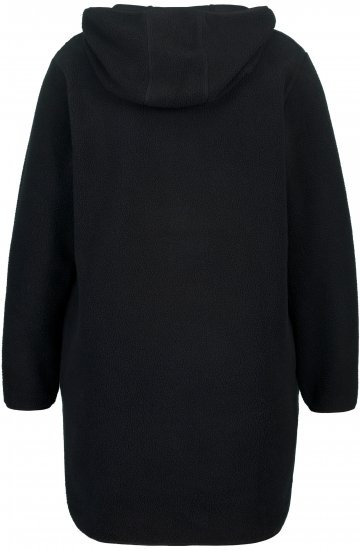 Ulla Popken Teddy Fleece Hooded Zip Neck Sweatshirt Black - Hettegensere og collegegensere - Myke gensere, hettegensere og strikk