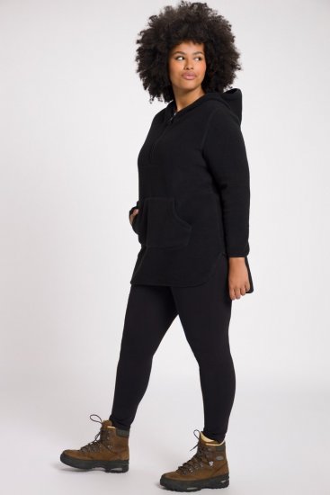 Ulla Popken Teddy Fleece Hooded Zip Neck Sweatshirt Black - Hettegensere og collegegensere - Myke gensere, hettegensere og strikk