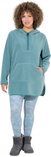 Ulla Popken Teddy Fleece Hooded Zip Neck Sweatshirt Ice Green - Hettegensere og collegegensere - Myke gensere, hettegensere og strikk