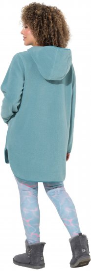 Ulla Popken Teddy Fleece Hooded Zip Neck Sweatshirt Ice Green - Hettegensere og collegegensere - Myke gensere, hettegensere og strikk