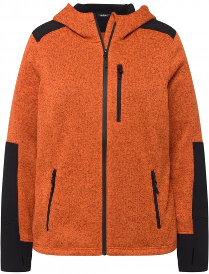 Ulla Popken Contrast Inserts Sweater Knit Hoodie Bright Orange Yellow - Hettegensere og collegegensere - Myke gensere, hettegensere og strikk