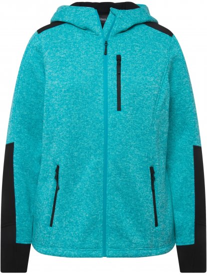 Ulla Popken Contrast Inserts Sweater Knit Hoodie Aquamarine - Hettegensere og collegegensere - Myke gensere, hettegensere og strikk