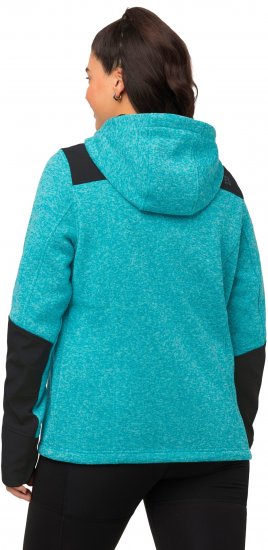 Ulla Popken Contrast Inserts Sweater Knit Hoodie Aquamarine - Hettegensere og collegegensere - Myke gensere, hettegensere og strikk