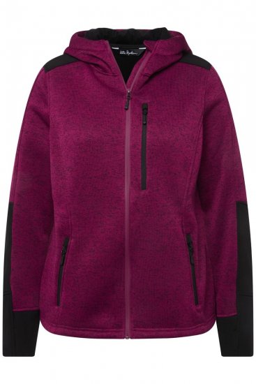 Ulla Popken Contrast Inserts Sweater Knit Hoodie Blackberry - Ulla Popken - Ulla Popken Plus-Size Klær