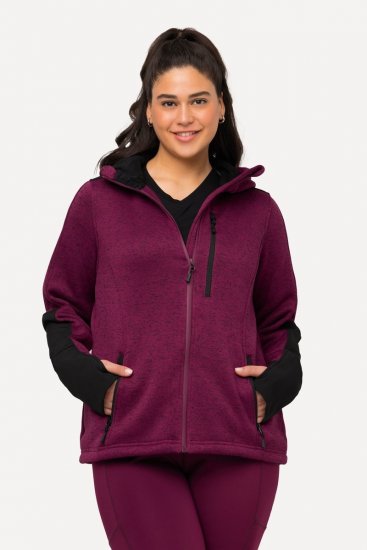 Ulla Popken Contrast Inserts Sweater Knit Hoodie Blackberry - Ulla Popken - Ulla Popken Plus-Size Klær