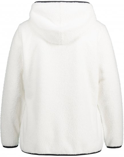 Ulla Popken Teddy Fleece Partial Zip Hoodie Snow White - Hettegensere og collegegensere - Myke gensere, hettegensere og strikk