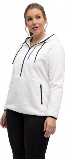 Ulla Popken Teddy Fleece Partial Zip Hoodie Snow White - Hettegensere og collegegensere - Myke gensere, hettegensere og strikk