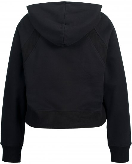 Ulla Popken Ribbed Inset Zip Collar Hoodie Black - Hettegensere og collegegensere - 